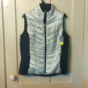 Reversible Silver and Black Stretch Vest. New, XL.